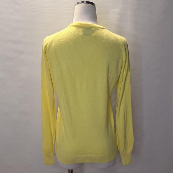 Vintage Disney Minnie Mouse Sweater Womens Medium Yellow V-Neck Golf Made USA - Picture 3 of 10